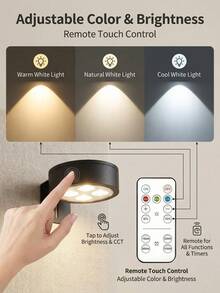 1/3/6pcs Wireless Metal Wall Mounted Art LED Picture Light, Wall Lamp, String Light, Lighting Fixture, Night Light, Reading Light, Magnetic Wall Light, Suitable For Hallway, Bedroom Decor, Living Room, Party Decor, Home Decor, Room Decor, Christmas Decor - Tricolor Light - View 13