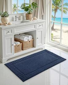 DEXI Tapete para Baño 40 x 60 cm, Alfombra de Baño Antiderrapante, Tapetes de Baño Supersuave y Absorbente, Lavable a Máquina, Blanco - Blanco - Ver 3