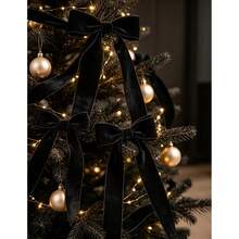 Pita Berbulu Halus untuk Natal, Cocok untuk Pembungkus Kado, Dekorasi Pohon Natal, Dekorasi Karangan Bunga, Dekorasi Kaos Kaki Natal, Dekorasi Perapian, Pita Satin Berbulu Halus Bentuk Busur 3/4" x 10 Yard (Tersedia Berbagai Ukuran) dengan Gulungan Kertas untuk Penyimpanan Mudah - Hitam, ukuran 10 - View 5
