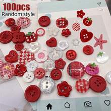 Kancing Kecil/Plastik DIY Motif Acak, Daya Tarik Tinggi, Seri Apel Merah dan Tomat Musim Semi, Cocok untuk Scrapbooking, Dekorasi Pakaian, Kancing Buatan Tangan DIY, Motif Bunga, Cocok untuk Scrapbooking, Dekorasi Pakaian - beraneka warna - View 10