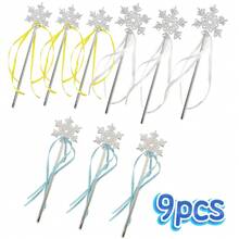 9pcs Silver Snowflake Magic Wands With Ribbons - Winter Theme Plastic Magic Wands, Three-Color Mix, Suitable For Holiday Parties And Decorations, Christmas Halloween Holiday Decor | Elegant Design, Sturdy Construction, Lightweight Material Festive Accessories And Event Props - Multicolor - View 9