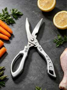 Multi Purpose Heavy Duty Kitchen Scissors, Stainless Steel Sharp Cooking Shears For Poultry Chicken Fish Herb Vegetable BBQ Cutting, Detachable Washable Kitchen Tool - Silver - View 2