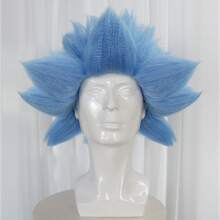 Men Light Blue Spiky Fluffy Costume Wig, Voluminous Explosive Short Synthetic Hair Wig, Scientist Styling Wig For Halloween Cosplay Themed Party Photo Props - Multicolor - View 11