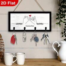 1pc 2D Flat Customizable Wooden Key Rack, Personalized Name Customization, Wall-Mounted Entryway Hook, Rustic Home Decor, Suitable For Kitchen Bathroom Bedroom Storage, Housewarming Gift Creative - Multicolor - View 4