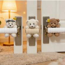 Cute Bear-Shaped Door Handle Cover, Anti-Collision Door Handle Protector, Soft Foam Door Handle Protector, Anti-Scalding Anti-Freezing, Suitable For Home And Office, Brown And White - Multicolor - View 4