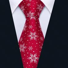 Red Snowflake Necktie Pocket Square Cufflinks Tie Clip 4pcs Set For Valentine Fine Dining & Couple Anniversary Dinner - Red - View 2