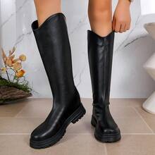 Autumn/Winter New Long Boots Comfortable Thick Sole Riding Boots Below Knee Women's Boots - Black - View 13