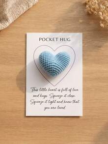 Personalized Pocket Hug Heart Card With Custom Text, Tiny Knitted Heart Keepsake. Sweet Comforting Gift For Long Distance Friends, Family And Partners, Ideal Encouragement Souvenir For Every Meaningful Moment. - Multicolor - View 15