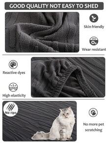 1 pièce Housse de canapé élastique jacquard anti-salissure toutes saisons, style moderne antidérapant anti-griffures de chat, protecteur de canapé universel quatre saisons, housse de canapé pour salon, convient aux canapés en L et 1/2/3/4 places, Halloween, Noël, automne, hiver - Texture écorce - Gris foncé - Voir 6
