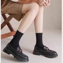 5 Pairs Pure Black Mid-Calf Socks, One Size 35-43, Couple Socks - Black - View 7