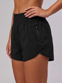 VUTRU 1pc High Waist 2in1 Loose Fit Sports Shorts With Zipper Pockets For Fitness, Boxing, Running And Workout Black Summer - Black - View 3