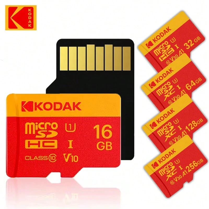 KODAK 16GB 32GB 64GB C10 MicroSD Card 128GB Class10 Micro SD Card 256GB 4K With Card Reader Adapter For PC