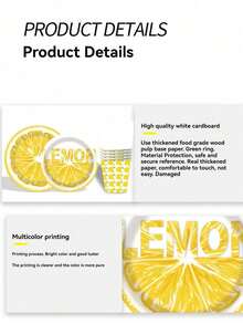 68pcs Disposable Paper Tableware Set, Lemon Pattern, Suitable For Various Events, Party Decoration, Birthday Party Decoration, Wedding Anniversary Party Decoration, Scene Decoration - Multicolor - View 6