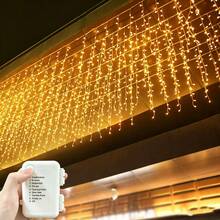 Halloween Eaves Decoration 8-Function Battery Box Christmas Tree 45/80/96/150 LED Icicle String Lights Curtain Lights Birthday Wedding New Year Party Holiday Lighting Indoor String Lights Outdoor Decoration - Battery-powered Fairy Lights - View 16