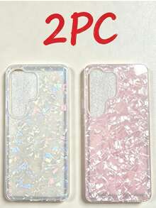 1 New Pink Shell Pattern Phone Case + 1 New Iridescent Shell Pattern Phone Case - Multicolor - View 2