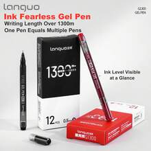 藍色水果超大容量中性筆 0.5mm 針尖黑墨水，超長書寫距離，順滑不暈染，學生考試準備、辦公簽名用一次性簽字筆，整盒裝 - 中性筆 - 查看 6