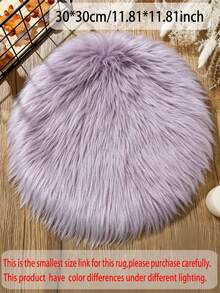 1pc Grey Long Plush Round Decorative Rug, Round Faux Fur Sheepskin Carpet, Fluffy Machine Washable Small Rug, Suitable For Nail Table, Fluffy Carpet, Cosmetic Display Decoration, Various Photo Props Decoration, Home Decor Minimalist Ins Style Decorative Rug, All Seasons Use - Purple - View 12