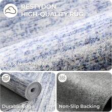 Alfombra de pasillo antideslizante para dormitorio, alfombra lavable con reverso de goma - Alfombra suave de pelo corto para cocina, lavandería, baño (61 x 244 cm, beige/marfil) - Azul - Ver 10