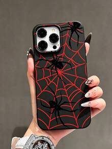 Fashionable Personalized Halloween Cool Spider Web Hollow Shockproof Phone Case, Compatible With Apple 18/18Pro/18ProMax/17/17Pro/17ProMax/16/16Pro/16ProMax/15/15Pro/15ProMax/14/13/12/11 And Other Models, Creative Protective Cover - Black - View 2