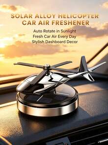 Cool Solar Powered Helicopter Aromatherapy Set, Creative Car Air Freshener - 2-In-1 Essential Car Accessory Decor Gift. Solar Powered Automatic Rotating Car Fragrance Ornament With Automatic Rotating Blades And Car Deodorizing Function, 5 Colors Available. Set Includes Essential Oil, Wooden Aromatherapy Chip And Dropper. Suitable For Men And Women, All Car Models, Perfect Gift For Car Enthusiasts - A - View 2
