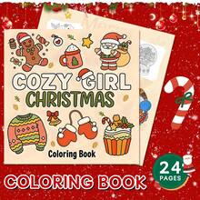 GDTME 2027 New Cozy Girl Warm Christmas Coloring Book, 20*20cm Square Format, Single Volume 24 Pages, 120g Thick Pearlescent Paper. Inner Pages Feature Healing Christmas Elements Like Wreaths, Gingerbread Men, Christmas Hot Drinks, Candy Canes, Etc. Minimalist And Cute Art Style With Clear And Smooth Lines For Easier Coloring. Thick Paper Prevents Bleeding And Seepage, Suitable For Colored Pencils And Crayons. Ideal For Teens 14+ And Adults For Leisure And Stress Relief Coloring, Full Of Atmosphere, Perfect As A Creative Christmas Holiday Gift. - Cozy Christmas Coloring Book for Women - View 2