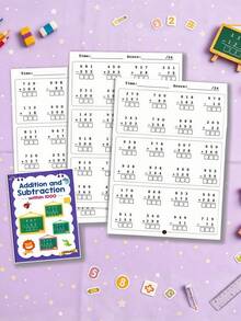 1 pieza Cuaderno de matemáticas de 3 dígitos, suma y resta hasta 1000, problemas aritméticos divertidos para estudiantes de primaria, libro de práctica cronometrada para el hogar, el aula y después de la escuela, cuaderno de matemáticas de primaria, suma y resta hasta 1000, uso educativo, cuaderno de práctica de matemáticas verticales para niños, hoja de trabajo de entrenamiento de habilidades matemáticas tempranas, adecuado para el currículo de 1er y 2do grado, incluyendo niños que aprenden aritmética matemática, hogar, aula escolar, cuaderno esencial de aritmética para la temporada de regreso a la escuela, primera opción de regalo para fiestas, Año Nuevo y cumpleaños - Multicolor - Ver 6