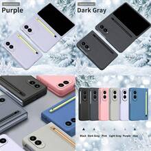 1pc Hadaasi Multi-Color Full Coverage Flip Protective Case, With Pop-Out Stylus Slot And Pop-Out Storage Compartment, Comes With Matching Stylus, Matte Fine Skin-Friendly Frosted Texture, Scratch-Resistant, Fingerprint-Resistant, Shock-Resistant, Compatible With Samsung Galaxy Z Fold 8/Z Fold 8 Ultra/Z Fold 7/Z Fold 6/Z Fold6-Slim/W25/Z Fold 5/Z Fold 4/Z Fold 3 And Compatible With IPhone Ultra - Multicolor - View 5