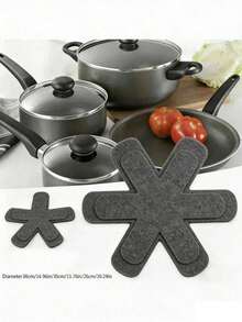 1/3/6/12pcs Cookware Protector Set: 3 Sizes For Perfect Stacking Of Pots, Pans, Bowls, Skillets, Glassware, Baking Dishes, 3mm Thick Felt Anti-Scratch Pads, Star-Shaped Grey Layering Pads For Frying Pans, Soup Pots, Glass Bowls And Ceramic Plates, Trimmable Kitchen Cabinet Storage Pads, Full Size Coverage Set (15/13.8/10.2 Inches) - Multicolor - View 1