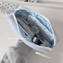 1個卡通多色極簡波點慕斯筆袋，收納袋，整理袋，大容量多功能多層筆盒，學生文具收納袋，學校學生居家教室辦公室多功能通用收納，中性筆、原子筆、書寫筆、鉛筆、橡皮擦、尺等多種文具收納筆袋套組，節日文具禮物 - 多色 - 查看 3