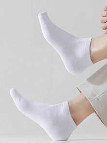 100/80雙吸濕排汗低筒運動襪，牛奶圖案大包裝，男女通用休閒素色短襪，透氣防滑，尼龍材質，黑灰色白色 - 黑色 - 查看 6