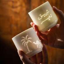 1pc Arabian Embossed Ceramic Coffee Cups, Camel Palm Tree Pattern Small Porcelain Tea Mugs, 170ml Mini Latte Cups For Middle Eastern Home Decor - Multicolor - View 4