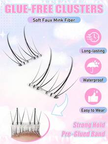 EYELASH EVOLUTION 6入組自黏式分段假睫毛（無需膠水），免膠水韓系偶像風假睫毛－全新輕量分段式（ACE Idol系列小火焰下睫毛），打造漫畫風美睫；大容量可重複使用假睫毛，DIY單簇睫毛，輕鬆打造精緻眼妝，免膠水自黏設計，佩戴簡單方便，輕盈舒適，適合日常妝容、節日派對、音樂節、演唱會等場合 - D - 查看 5