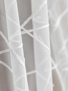 1PC Rod Pocket Sheer Decorative Curtain, Nordic White Cross Embroidery Sheer Window Curtain For Living Room, Bedroom, Balcony - Multicolor - View 2