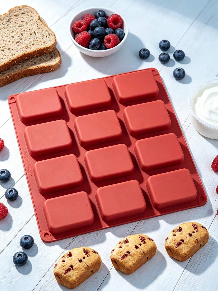 12-Cavity Rounded Rectangle Silicone Mold, Creative 3D Rectangular Handmade Soap Mold, Heat-Resistant Rounded Rectangle Silicone Mold, Suitable For Aromatherapy Candle Mold, Chocolate Mold, Cold Process Soap Mold, DIY Resin Mold, Baking Mold, Silicone Dropper Set