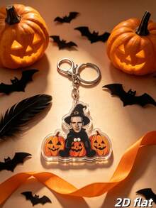 Custom Face Wizard Halloween Keychain, Personalized Portrait Acrylic Keychain Gift - Multicolor - View 2