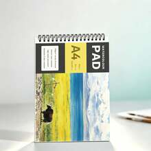 A4 Spiral Bound Flip Watercolor Sketchbook, Blank Solid Color Drawing Notebook, Professional Art Album, Artist Student Back To School Supplies, 1pc - Multicolor - View 8