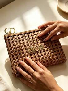 Dior Women's Makeup Bag Handbag Holiday Gift Gold Christmas Makeup Bag High Quality Portable With Handle Makeup Bag Gift - Gold - View 5