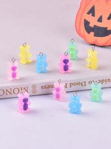 10pcs Glow-In-The-Dark 3D Alien Resin Jewelry Pendant Earring Necklace DIY Accessories For Women - Alien - View 11