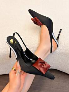 2026 Spring Gorgeous Pointed Toe Stiletto High Heel Sandals For Women, Backless Floral Decor, Sexy & Elegant[Note: The 3D Flower Is Handmade, The Shape May Vary Randomly],Mothers Day Gift - Red - View 9