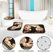 1pc/4pcs Magic Black Cat Pumpkin Pattern Shower Curtain, Halloween Home Decor Printed Bathroom Partition Curtain, Comes With 12 Hooks, Universal Bathroom Accessory, Halloween Vintage Farmhouse Style Bathroom Decor, Single Curtain Available In 150*180cm+180*180cm+180*200cm, 4pcs Set Size (180*180cm+45*75cm+45*38cm+38*45cm) - Magic Black Cat - View 8