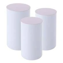 Pedestal Display Stand, Cylinder Pedestal Stand, 3pcs Pedestal Stand, 3Pcs Large Round Cylinder Tables For Parties Garden Decor(White) (NEED Assembly ) - 白色 - 查看 10