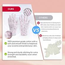 Premium 100% Cotton Gloves Moisturizing Gloves For Dry Hands Overnight Sleeping And Eczema White Floral Dots - Black - View 8