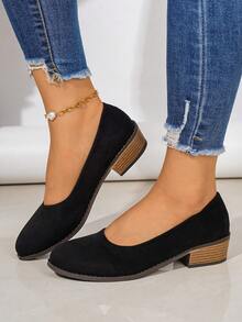 1 Pair Solid Color Fashion Fabric Buckle Women's Wedge Heel Thick Sole Shoes Outdoor All Season - Black - View 4