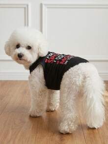 LUCKIE LABO 1pc English Slogan THE BEST MOMMY Small Red Heart Fun Pattern Pet Vest, Physical Flea Protection, Reduces Shedding, Insulated And Breathable, Suitable For Large And Small Dogs And Cats, Indoor And Outdoor - Multicolor - View 3