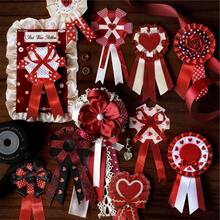 Vintage Style Handmade Ribbon Bows/Badges Material, Suitable For DIY Scrapbooking, Ita Bag Decoration, Collage And Sticker Art - A - View 3