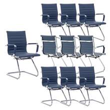 WAHSON OFFICE CHAIRS 10PCS PU Leather Office Chair Metal Frame Conference Chair For Meeting Room/Reception Area - 藍色十把 - 查看 8