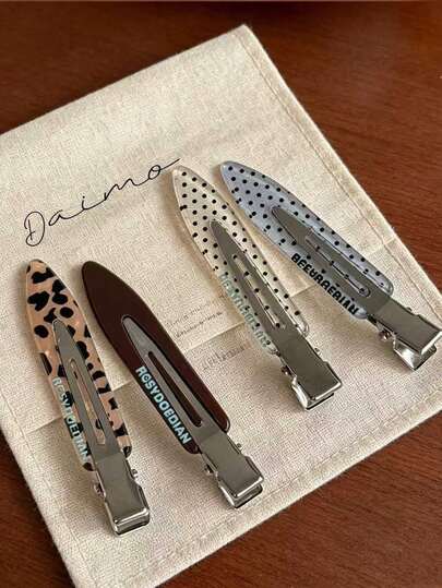 4 buah Jepit Rambut Wanita Motif Leopard Polka Dot Minimalis Serbaguna Elegan Warna Kopi Motif Leopard Tanpa Sambungan, Jepit Rambut Lurus Tanpa Sambungan untuk Menata Poni Samping Gaya Vintage, Cocok untuk Aksesori Rambut Penggunaan Sehari-hari
