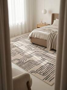 1pc European & American Modern Luxury Abstract Geometric Design Soft Faux Cashmere Area Rug, Bathroom, Kitchen, Entryway, Hallway, Bedside, Living Room, Bedroom, All-Season Machine Washable Large Size Floor Mat, Aesthetic Home Decor - Multicolor - View 8