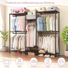Perchero Negro Resistente - Estantería de Ropa Ajustable y Portátil - Negro - Ver 6
