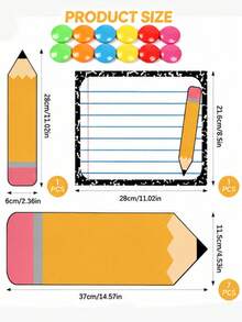 17pcs/11pcs/6pcs Magnetic Dry Erase Whiteboard Stickers, Pencil Shaped Reusable Whiteboard Stickers, Removable Magnetic Memo Pads, Suitable For Office, Classroom And Home Organization. - Whiteboard Sticker Set - View 6